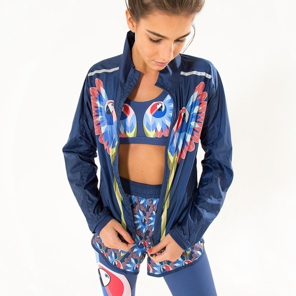 Farm Rio Tropical Bird Lightweight Colorful Windbreaker Track Jacket Size P - Picture 2 of 16